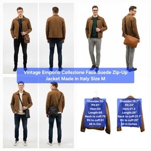 Vintage Emporio Collezione Faux Suede Zip-Up Jacket Made in Italy Size M